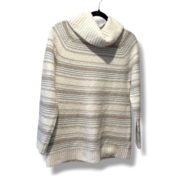 L.L.Bean Women’s Wool Blend Stripe Sweater Jumper Neutral Multistripe Size L - Picture 2 of 14